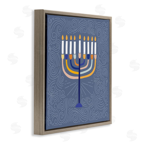 Stupell Industries Lady Louise Designs | Patterned Hanukkah Menorah Swirls Wall Art