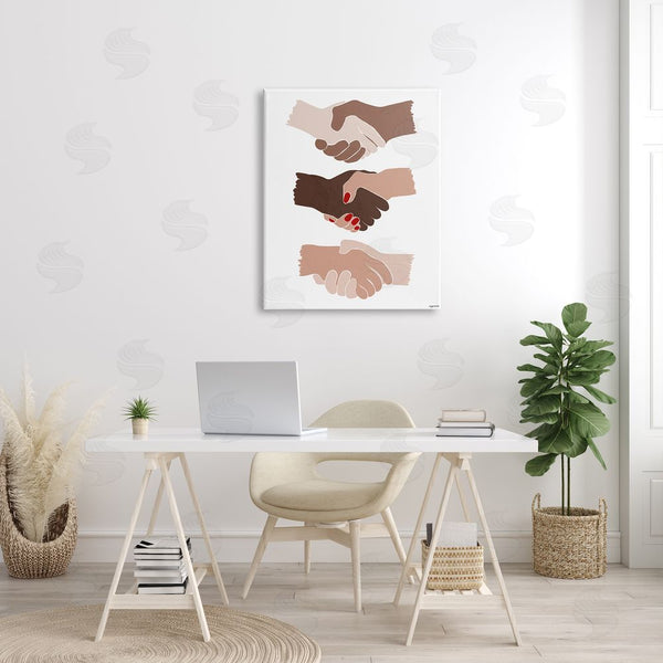 Stupell Industries Lady Louise Designs | Shaking Hands Inclusivity Motivation Diverse Cultures Wall Art