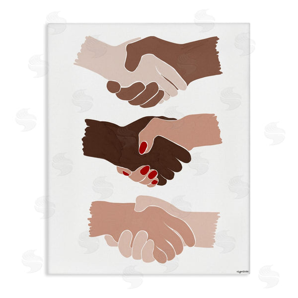 stupell industries Lady Louise Designs | Shaking Hands Inclusivity Motivation Diverse Cultures Wall Art