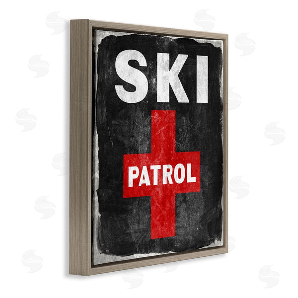 Stupell Industries Lady Louise Designs | Ski Patrol Sign Red Cross Symbol Rustic Black Wall Art