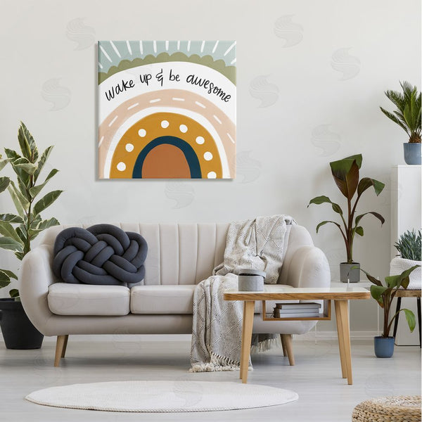 Stupell Industries Lady Louise Designs | Wake Up & Be Awesome Abstract Patterned Rainbow Wall Art