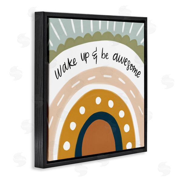Stupell Industries Lady Louise Designs | Wake Up & Be Awesome Abstract Patterned Rainbow Wall Art
