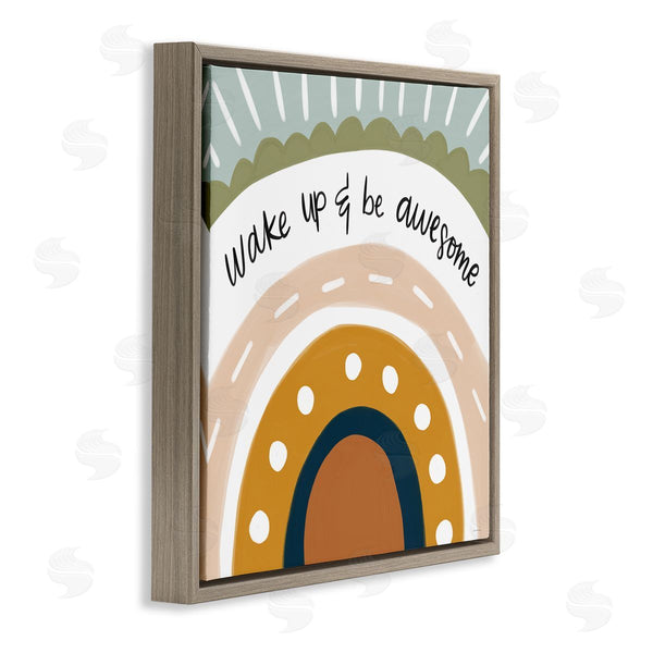 Stupell Industries Lady Louise Designs | Wake Up & Be Awesome Abstract Patterned Rainbow Wall Art
