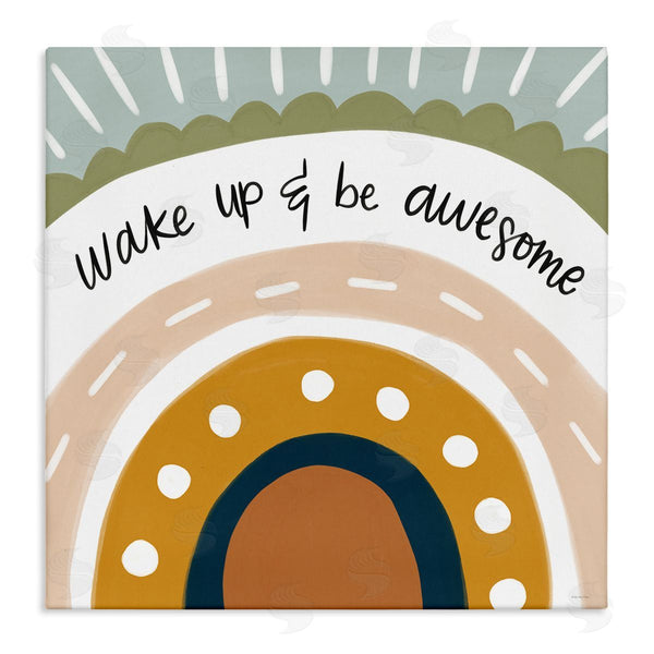 stupell industries Lady Louise Designs | Wake Up & Be Awesome Abstract Patterned Rainbow Wall Art