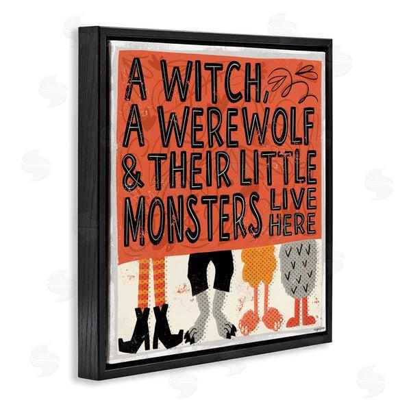 Stupell Industries Lady Louise Designs | Witch Werewolf Little Monsters Live Here Halloween Family Wall Art