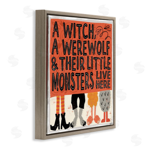 Stupell Industries Lady Louise Designs | Witch Werewolf Little Monsters Live Here Halloween Family Wall Art