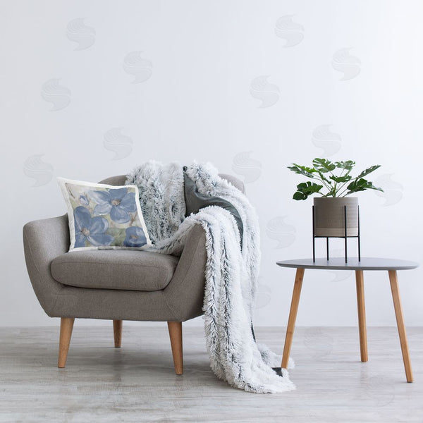 Stupell Industries Lanie Loreth | Abstract Blue Wildflowers Printed Throw Pillow