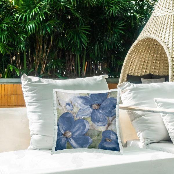 Stupell Industries Lanie Loreth | Abstract Blue Wildflowers Printed Throw Pillow