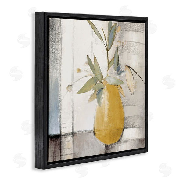 Stupell Industries Lanie Loreth | Abstract Quaint Potted Plant Green Leaves Grey Wall Wall Art