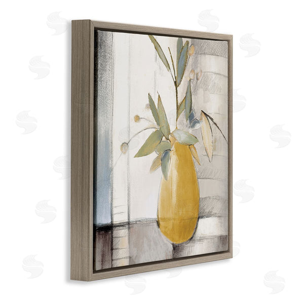 Stupell Industries Lanie Loreth | Abstract Quaint Potted Plant Green Leaves Grey Wall Wall Art