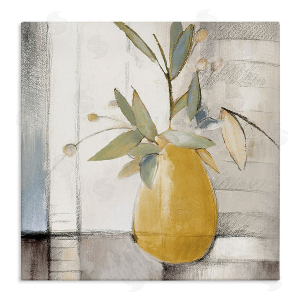 stupell industries Lanie Loreth | Abstract Quaint Potted Plant Green Leaves Grey Wall Wall Art