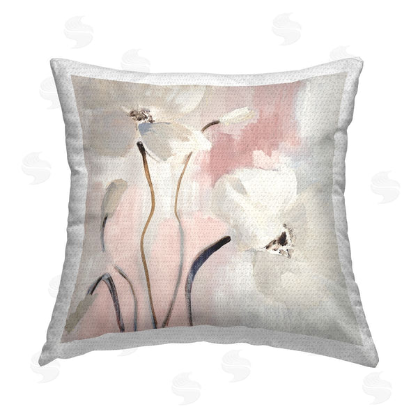 Stupell Industries Lanie Loreth | Abstract White Blooms Printed Throw Pillow