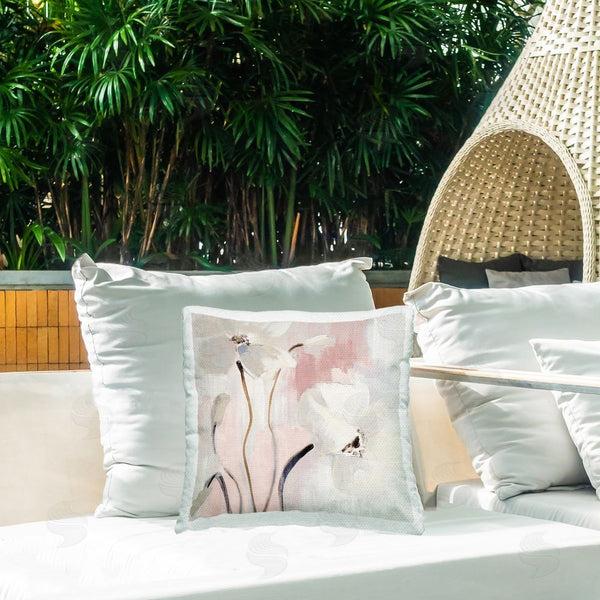 Stupell Industries Lanie Loreth | Abstract White Blooms Printed Throw Pillow