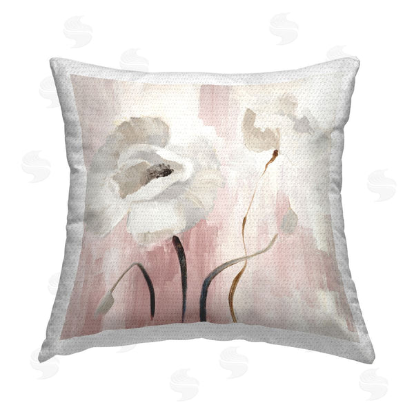 Stupell Industries Lanie Loreth | Abstract White Blossoms Printed Throw Pillow