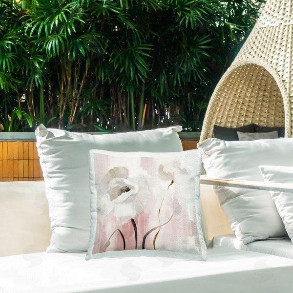 Stupell Industries Lanie Loreth | Abstract White Blossoms Printed Throw Pillow