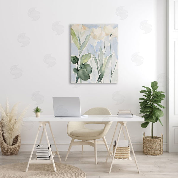 Stupell Industries Lanie Loreth | Abstract White Flowers Leaves Watercolor Effect Brushstrokes Wall Art