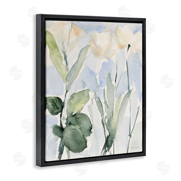 Stupell Industries Lanie Loreth | Abstract White Flowers Leaves Watercolor Effect Brushstrokes Wall Art