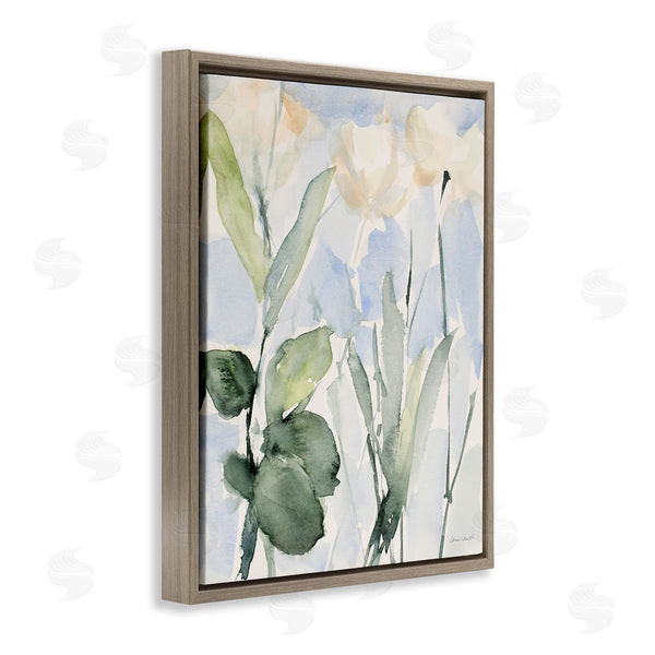Stupell Industries Lanie Loreth | Abstract White Flowers Leaves Watercolor Effect Brushstrokes Wall Art