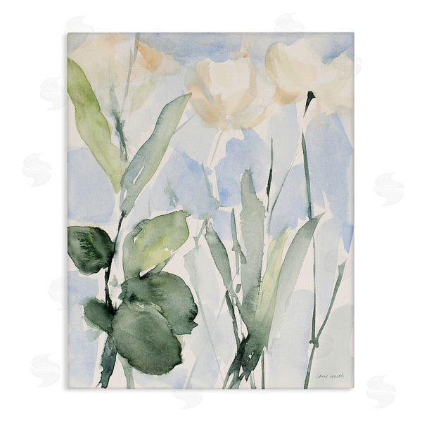 stupell industries Lanie Loreth | Abstract White Flowers Leaves Watercolor Effect Brushstrokes Wall Art