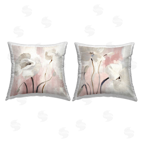 Stupell Industries Lanie Loreth | Abstract White Poppies Printed Throw Pillow Set