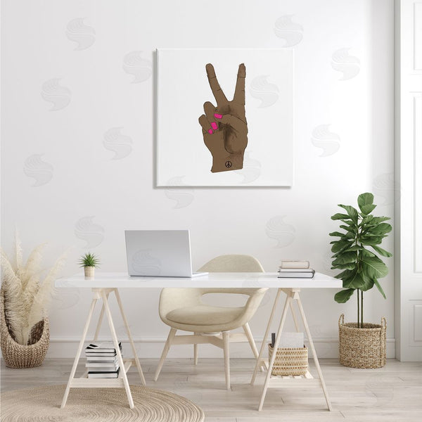 Stupell Industries Lanie Loreth | African American Woman's Hand Peace Sign Pink Nails Wall Art