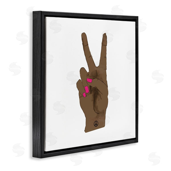 Stupell Industries Lanie Loreth | African American Woman's Hand Peace Sign Pink Nails Wall Art