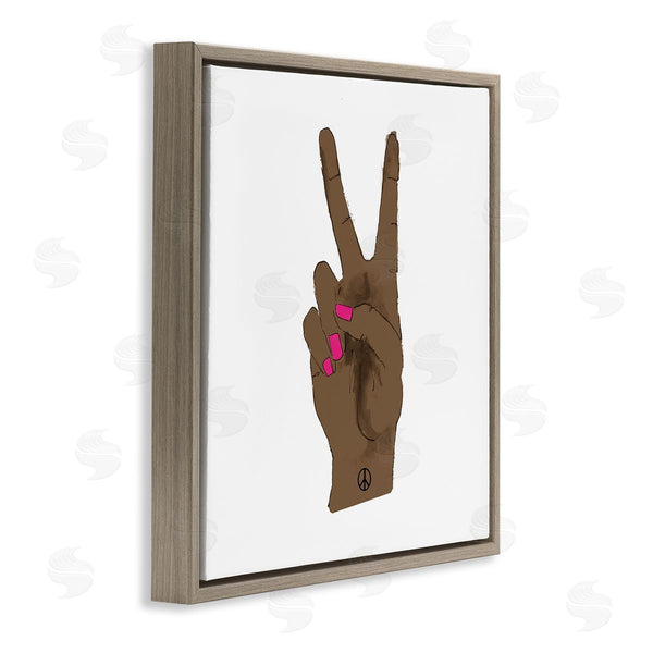 Stupell Industries Lanie Loreth | African American Woman's Hand Peace Sign Pink Nails Wall Art