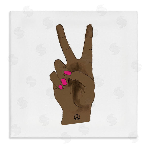 stupell industries Lanie Loreth | African American Woman's Hand Peace Sign Pink Nails Wall Art