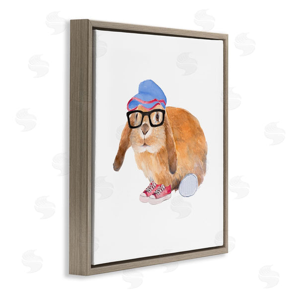 Stupell Industries Lanie Loreth | Baby Rabbit Glasses Blue Hat Playful Red Shoes Wall Art