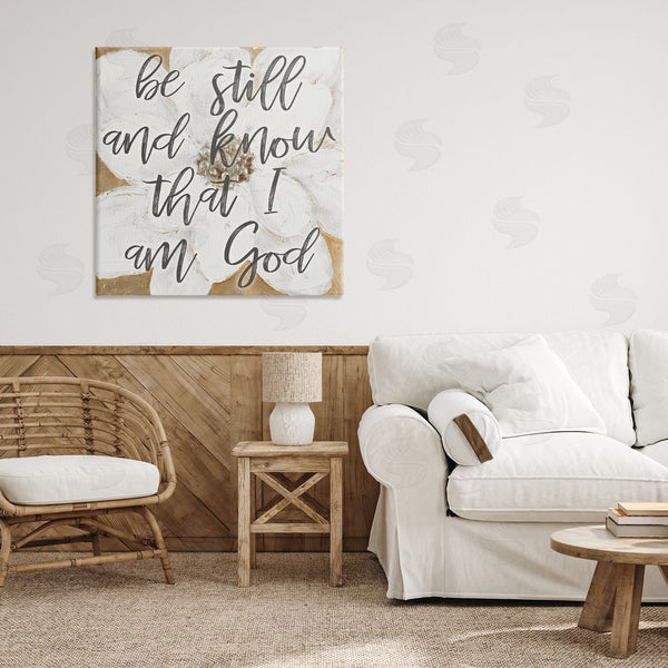 Stupell Industries Lanie Loreth | Be Still Script With Flower Wall Art