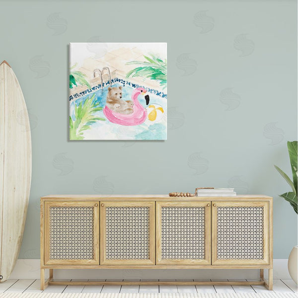 Stupell Industries Lanie Loreth | Bear Floating Summer Pool Lounging Wall Art