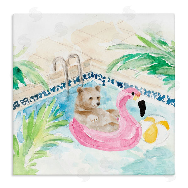 stupell industries Lanie Loreth | Bear Floating Summer Pool Lounging Wall Art