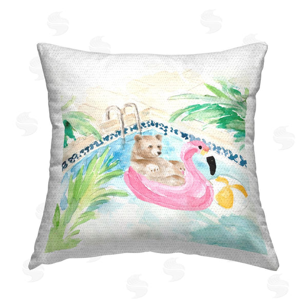 Stupell Industries Lanie Loreth | Bear Swimming Pool Summertime Printed Throw Pillow