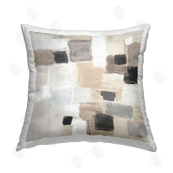 Stupell Industries Lanie Loreth | Beige Asymmetrical Squares Printed Throw Pillow