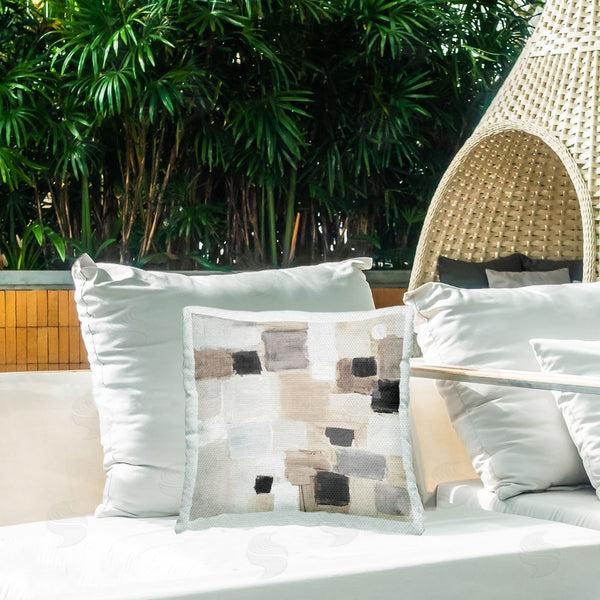 Stupell Industries Lanie Loreth | Beige Asymmetrical Squares Printed Throw Pillow