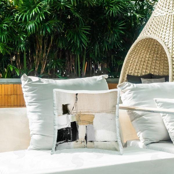 Stupell Industries Lanie Loreth | Beige Black Organic Collage Printed Throw Pillow
