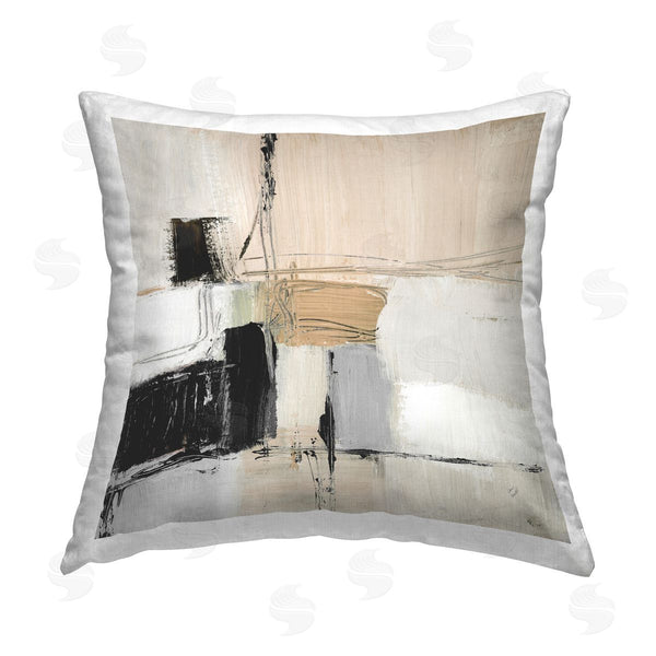 stupell industries Lanie Loreth | Beige Black Organic Collage Printed Throw Pillow