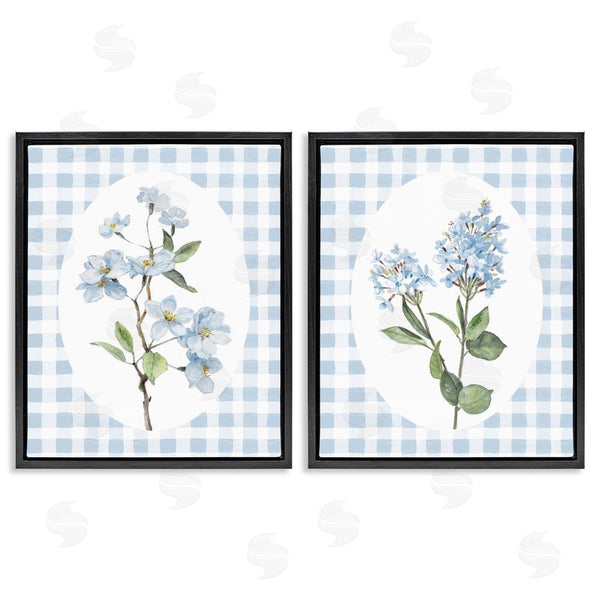 Stupell Industries Lanie Loreth | Blooms On Blue Checkered Wall Art