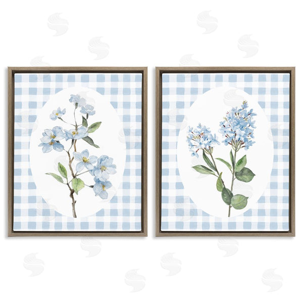 Stupell Industries Lanie Loreth | Blooms On Blue Checkered Wall Art