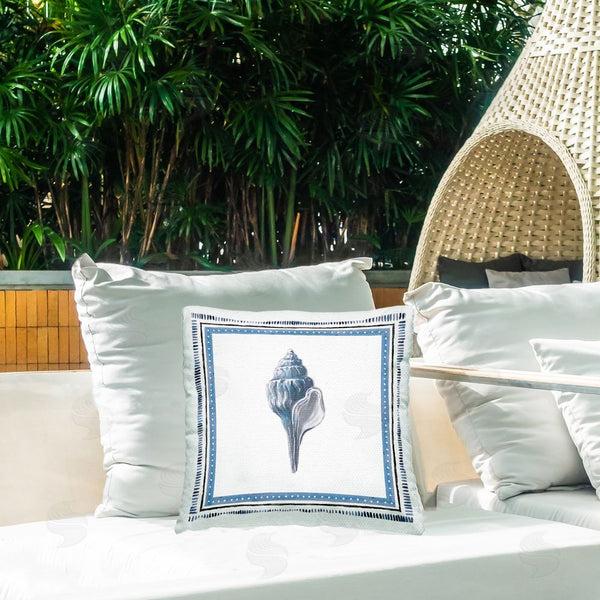 Stupell Industries Lanie Loreth | Blue Bordered Conch Shell Throw Pillow