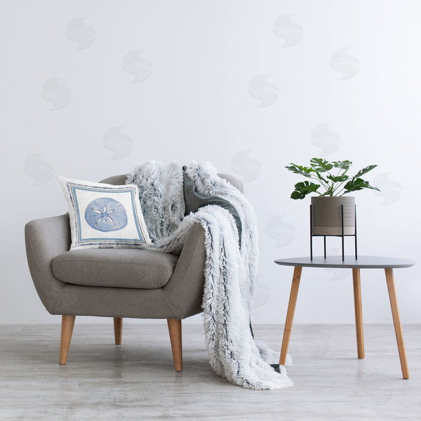 Stupell Industries Lanie Loreth | Blue Bordered Sand Dollar Throw Pillow