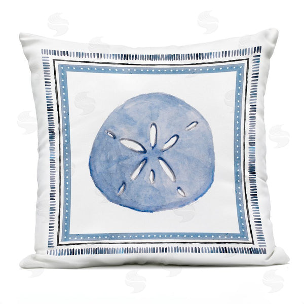 Stupell Industries Lanie Loreth | Blue Bordered Sand Dollar Throw Pillow