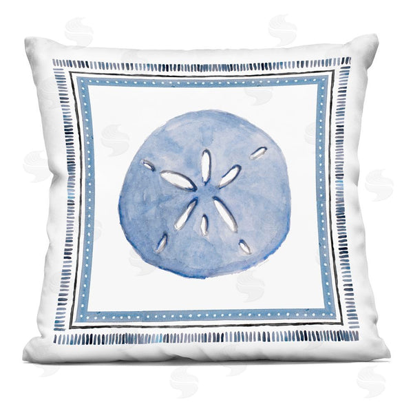Stupell Industries Lanie Loreth | Blue Bordered Sand Dollar Throw Pillow