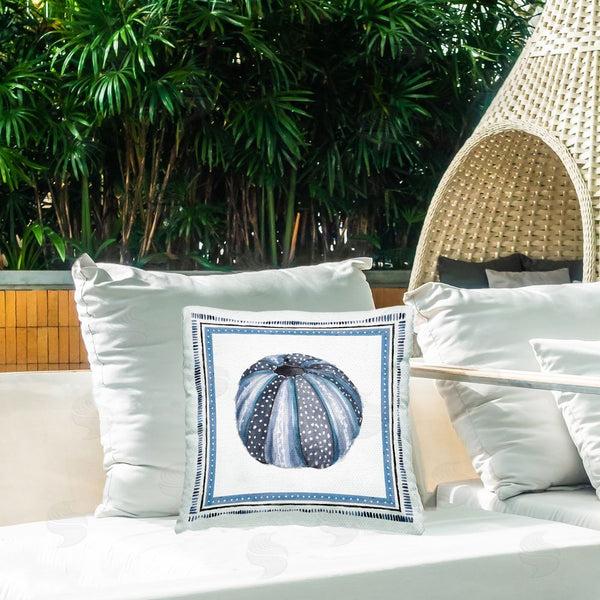 Stupell Industries Lanie Loreth | Blue Bordered Sea Urchin Throw Pillow