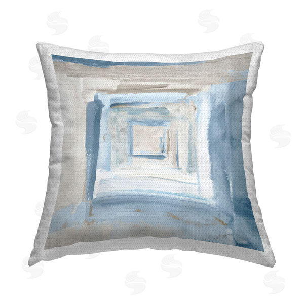Stupell Industries Lanie Loreth | Blue Layered Squares Printed Throw Pillow