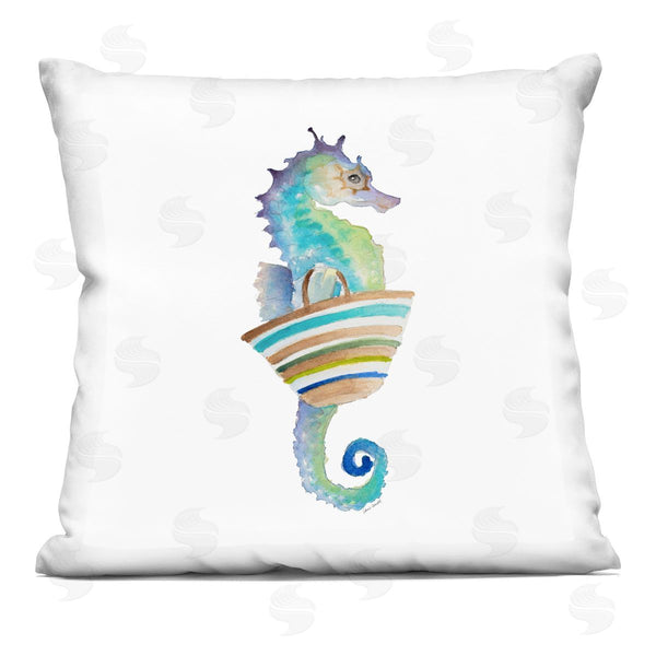 stupell industries Lanie Loreth | Blue Ombre Seahorse Aquatic Beach Animal Printed Throw Pillow