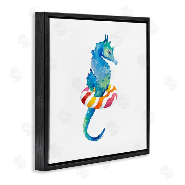 Stupell Industries Lanie Loreth | Blue Ombre Seahorse Red Stripe Ring Float Wall Art
