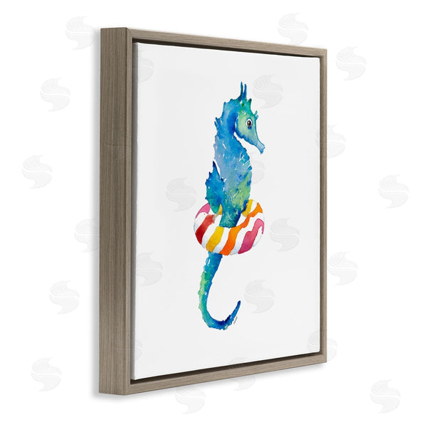 Stupell Industries Lanie Loreth | Blue Ombre Seahorse Red Stripe Ring Float Wall Art