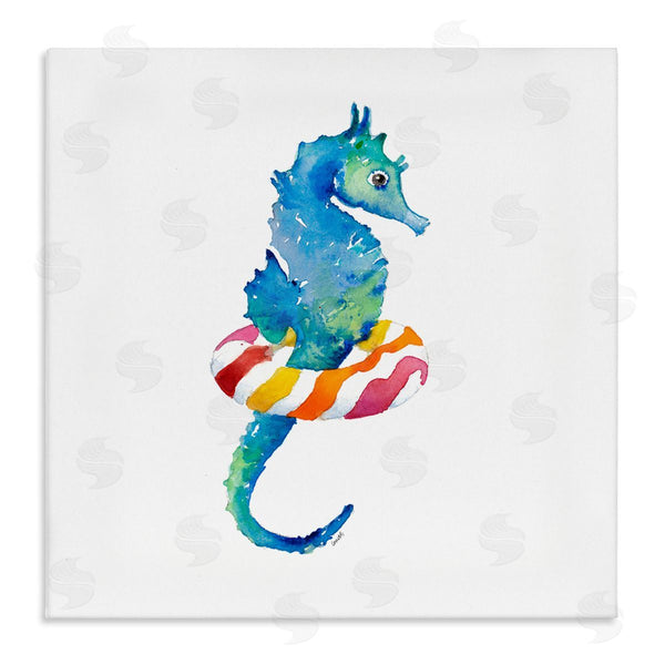 stupell industries Lanie Loreth | Blue Ombre Seahorse Red Stripe Ring Float Wall Art