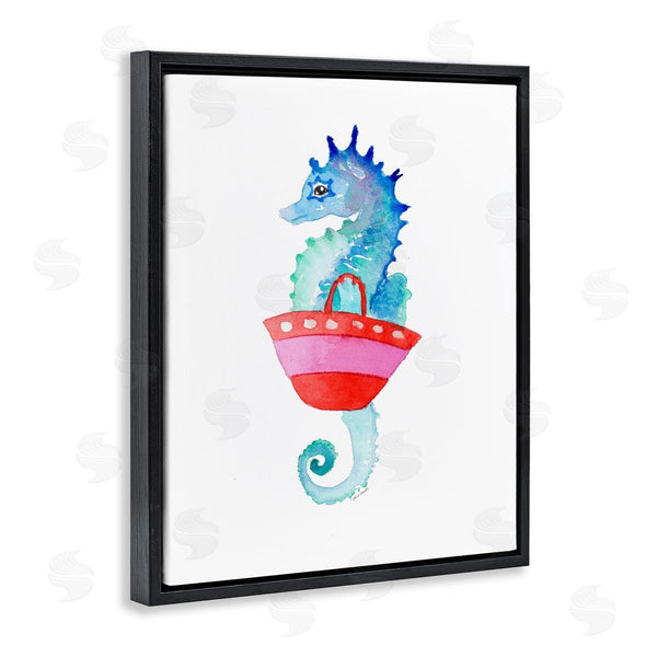 Stupell Industries Lanie Loreth | Blue Seahorse Red Beach Bag Aquatic Animal Wall Art